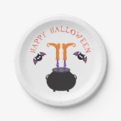 Heksenvoeten in Cauldron Halloween Papieren Bordje (Voorkant)
