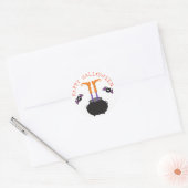 Heksenvoeten in Cauldron Halloween Ronde Sticker (Envelop)