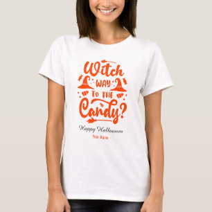 Heksenwaarom naar het Snoep bewerkbare kleur Hallo T-shirt