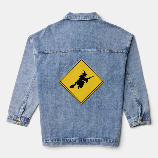 Heksenwaarschuwing Halloween Denim Jacket (Achterkant)