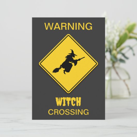 Heksenwaarschuwing Halloween Kaart (Staand voorkant)