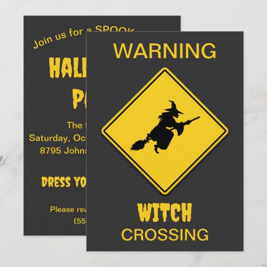 Heksenwaarschuwing Halloween Kaart (Voorkant / Achterkant)