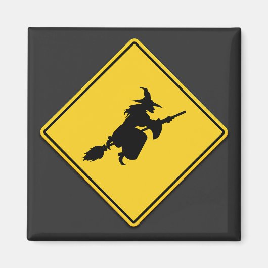 Heksenwaarschuwing Halloween Magneet (Voorkant)