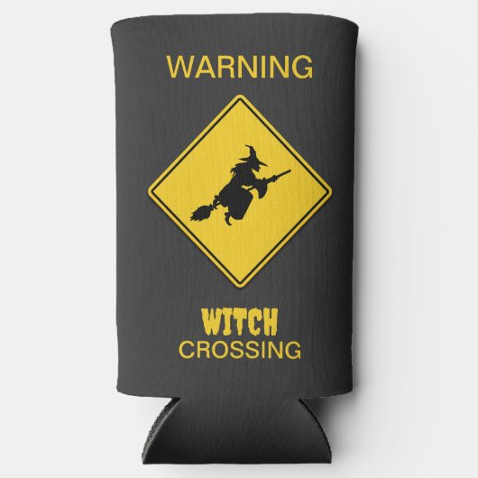 Heksenwaarschuwing Halloween Seltzer Blikjeskoeler (Voorkant)