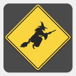 Heksenwaarschuwing Halloween Vierkante Sticker