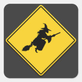 Heksenwaarschuwing Halloween Vierkante Sticker (Voorkant)