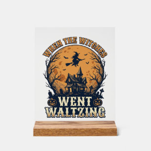 Heksenwals Halloween Vintage Gravure Ontwerp_ Acryl Bord