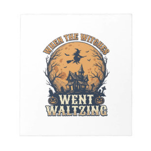 Heksenwals Halloween Vintage Gravure Ontwerp_ Notitieblok