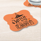 Heksenweg naar Candy Halloween Kartonnen Onderzetters (Gekanteld)
