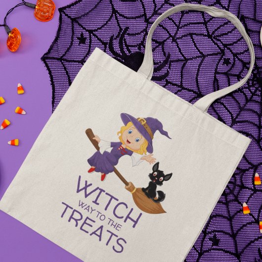 Heksenweg naar de lekkernijen Schattige Halloween Tote Bag