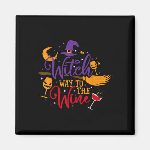 Heksenweg naar de wijn Halloween Drink voor Wicca Magneet