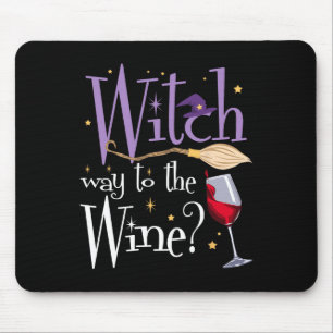 Heksenweg naar de wijn Halloween Drink voor Wicca Muismat