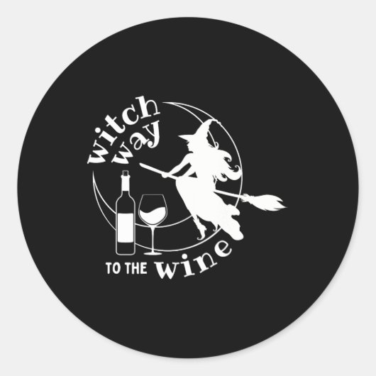 Heksenweg naar de wijn Halloween Witchy Vrouwen Gr Ronde Sticker (Voorkant)