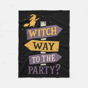 Heksenweg naar het feest Grappige Halloween teken Fleece Deken