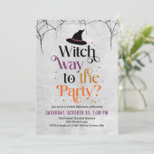 Heksenweg naar het feest Halloween uitnodiging (Staand voorkant)