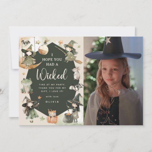 'Heksenweg naar het Feest' Kinderen Halloween Verj Bedankkaart (Voorkant)