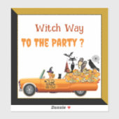 Heksenweg naar het Halloweenfeest van de bemanning Sticker (Vel)