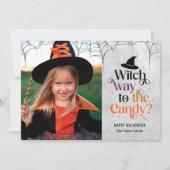Heksenweg naar het Snoep Halloween fotokaart Kaart (Voorkant)