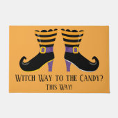 Heksenweg naar het Snoep Witch Boots Halloween Deurmat (Voorkant)