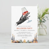 Heksenwijn | Grappig volwassen Halloween Party Kaart (Staand voorkant)