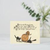 Heksenzwarte kat Jack O Lantern gedicht Briefkaart (Staand voorkant)