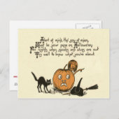 Heksenzwarte kat Jack O Lantern gedicht Briefkaart (Voorkant / Achterkant)