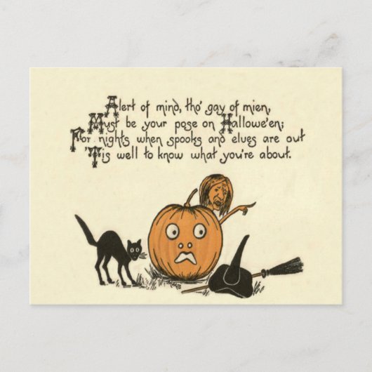 Heksenzwarte kat Jack O Lantern gedicht Briefkaart (Voorkant)