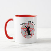 Heksenzwarte kat op Pentagram Grijs in Cirkel Mok (Links)