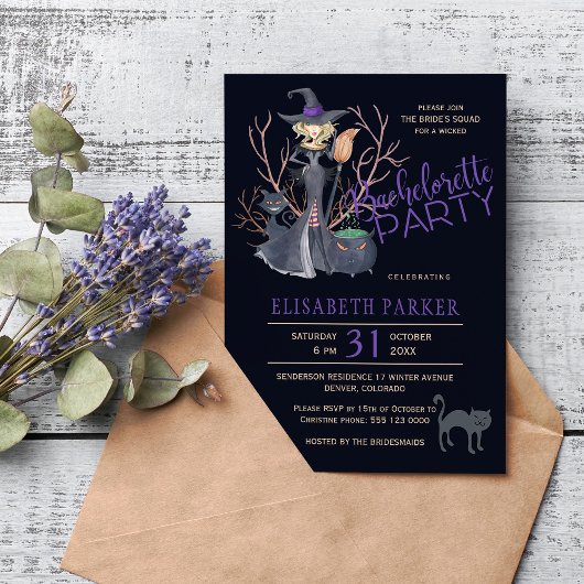 Heksenzwarte katten Halloween vrijgezellenfeest pa Kaart