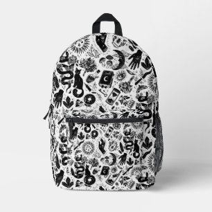 Hekserig Hemelpatroon Zwarte en Witte Mystica Bedrukte Rugzak