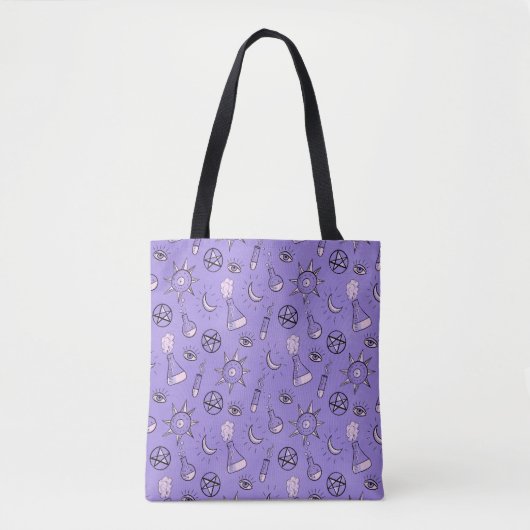 Hekserig Occulte Symbolen Patroon - Mystiek Magisc Tote Bag (Voorkant)