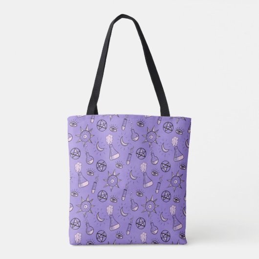 Hekserig Occulte Symbolen Patroon - Mystiek Magisc Tote Bag (Achterkant)