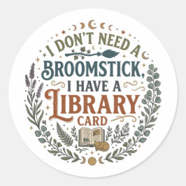 Hekserige Bibliothecaris Bibliotheekkaart Boekenli Ronde Sticker