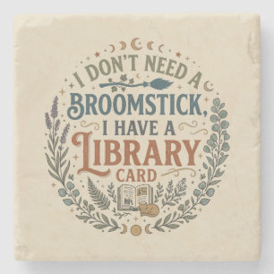 Hekserige Bibliothecaris Bibliotheekkaart Boekenli Stenen Onderzetter