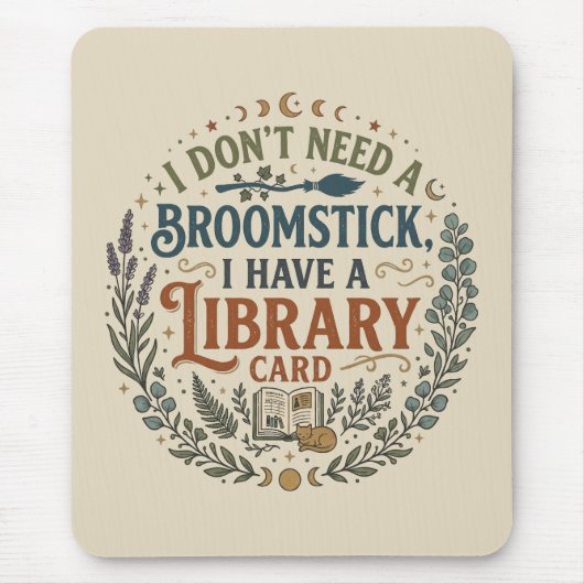 Hekserige Bibliothecaris Bibliotheekkaart Boeklief Muismat (Voorkant)