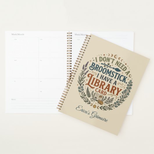 Hekserige Bibliothecaris Bibliotheekkaart Boeklief Planner (Display)