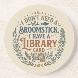 Hekserige Bibliothecaris Bibliotheekkaart Boeklief Zandsteen Onderzetter