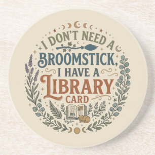 Hekserige Bibliothecaris Bibliotheekkaart Boeklief Zandsteen Onderzetter