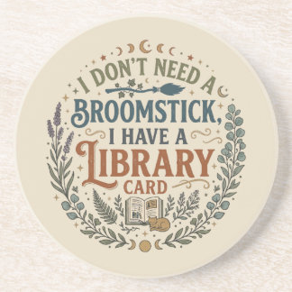Hekserige Bibliothecaris Bibliotheekkaart Boeklief Zandsteen Onderzetter