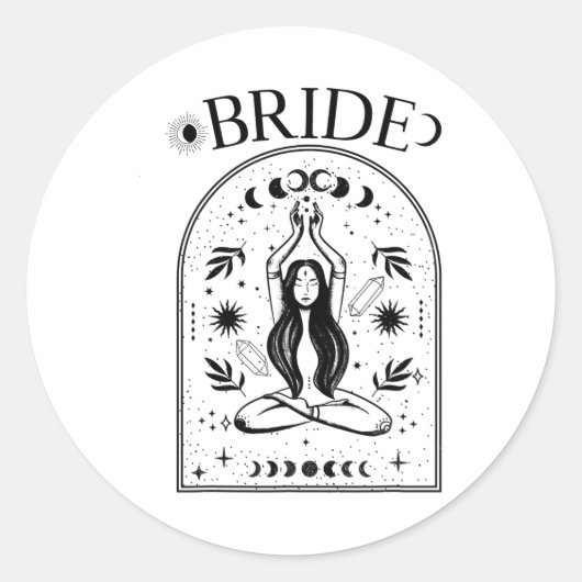Hekserige Bruid Coven Tarot Hemelse Gotische Bache Ronde Sticker (Voorkant)