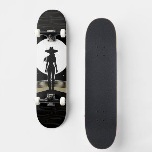 Hekserige Cowgirl Maneschijn Westerse Vrouwelijke Persoonlijk Skateboard