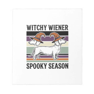 Hekserige Dachshund Halloween Vintage Gravure Hond Notitieblok