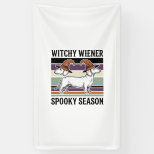 Hekserige Dachshund Halloween Vintage Gravure Hond Spandoek