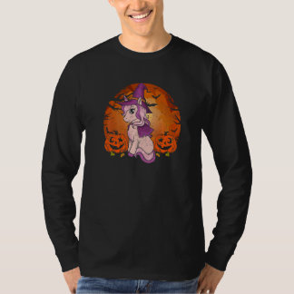 Hekserige Eenhoorn Halloween Schattig Fantasie Wez T-shirt