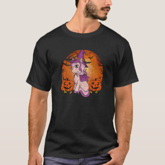 Hekserige Eenhoorn Halloween Schattig Fantasie Wez T-shirt