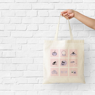 Hekserige esthetiek roze en paars tote bag