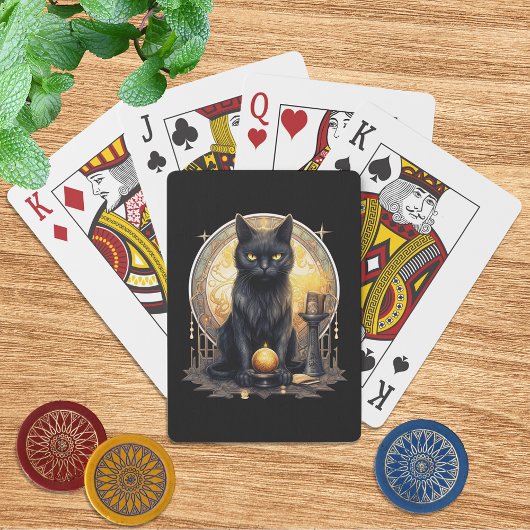 Hekserige Gotische Zwarte Kat Pokerkaarten