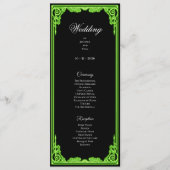 Hekserige groene gloed gotisch huwelijksprogramma menu (Voorkant)