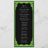 Hekserige groene gloed gotisch huwelijksprogramma menu (Achterkant)