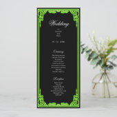 Hekserige groene gloed gotisch huwelijksprogramma menu (Staand voorkant)